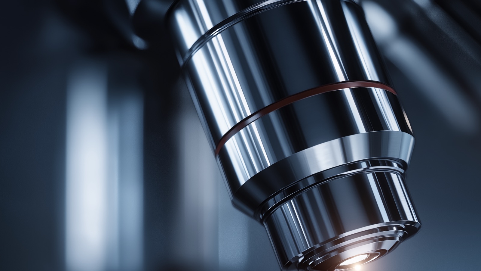 Macro close-up of a research microscope
