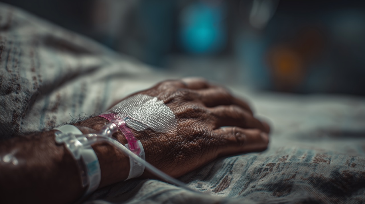 Patient's hand resting · IV infusion